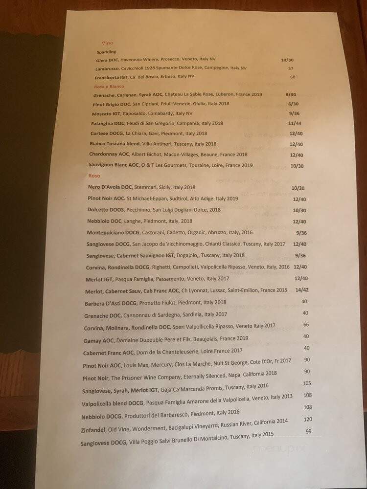 Bella's - Charlottesville, VA menu_pic