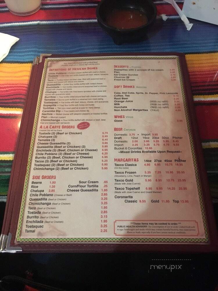 Taxco Mexican Grill - Charlotte, NC menu_pic