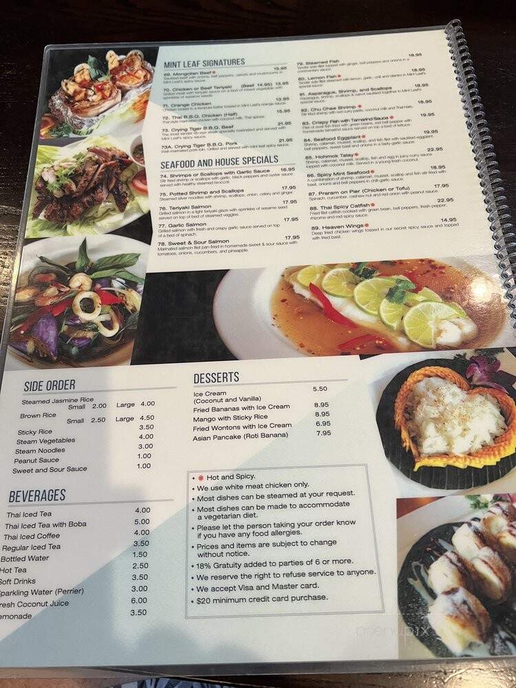 Mint Leaf Thai - Newport Beach, CA menu_pic