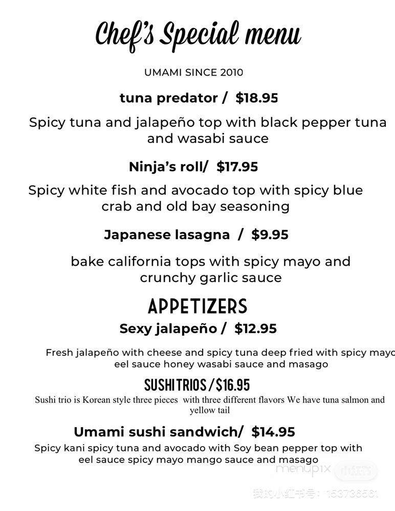 Umami Sushi - Ardsley, NY menu_pic