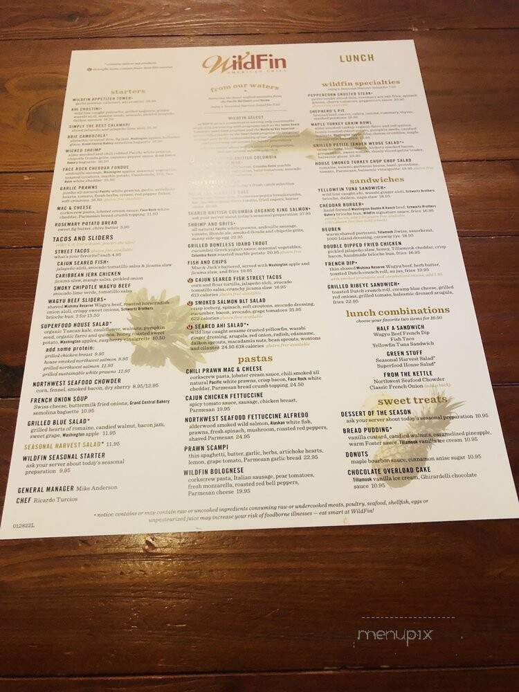 Wildfin American Grill - Renton, WA menu_pic