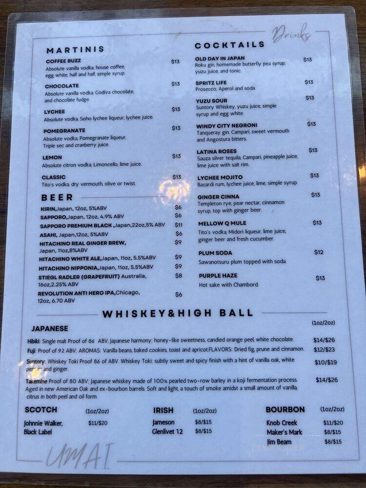 Umai - Chicago, IL menu_pic