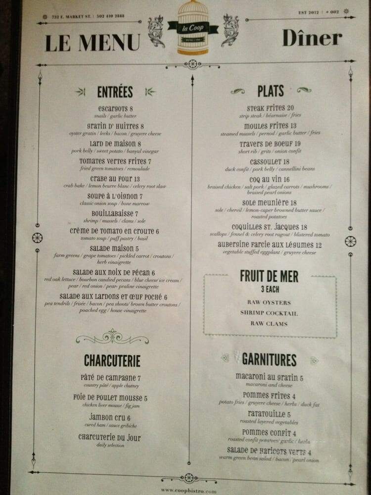 La Coop - Louisville, KY menu_pic