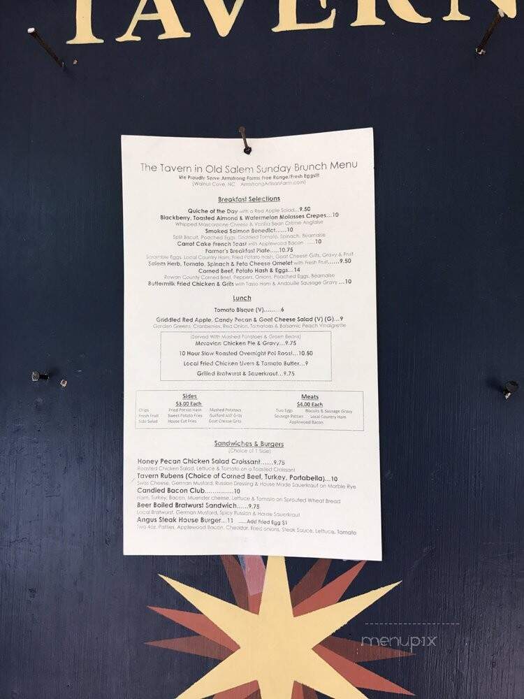 The Taven in Old Salem - Winston Salem, NC menu_pic