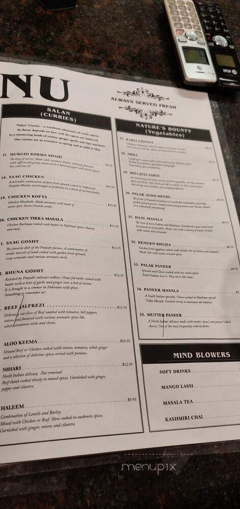 Shalimar Restaurant - Dublin, CA menu_pic
