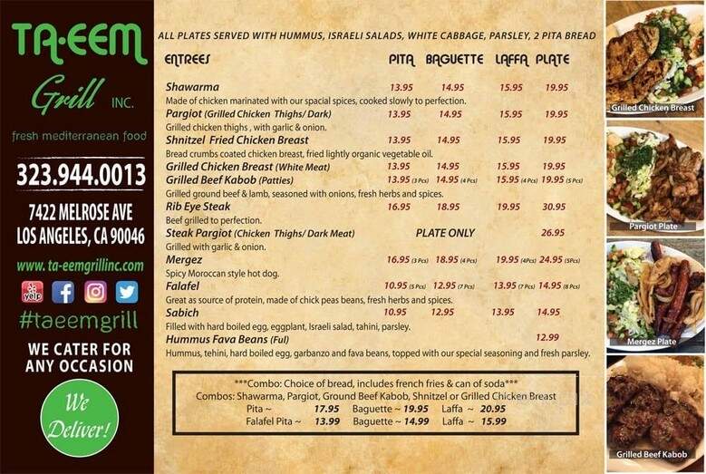 Ta-eem Grill - Los Angeles, CA menu_pic