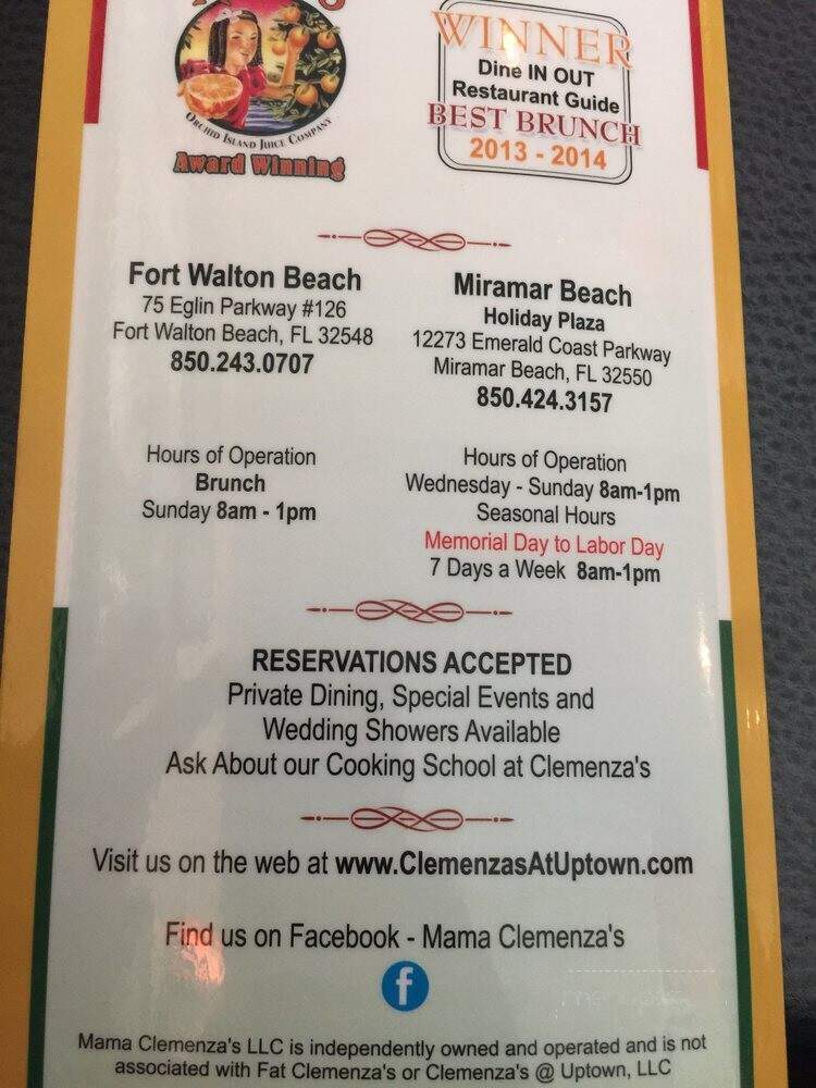 Mama Clemenza's - Fort Walton Beach, FL menu_pic