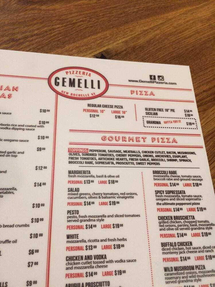 Gemelli Pizzeria - New Rochelle, NY menu_pic