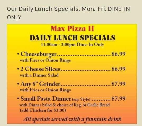 Max Pizza II - New Britain, CT menu_pic