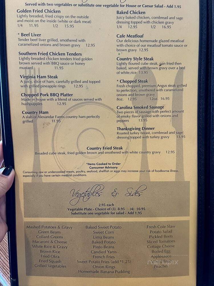 Cafe South - Charlotte, NC menu_pic