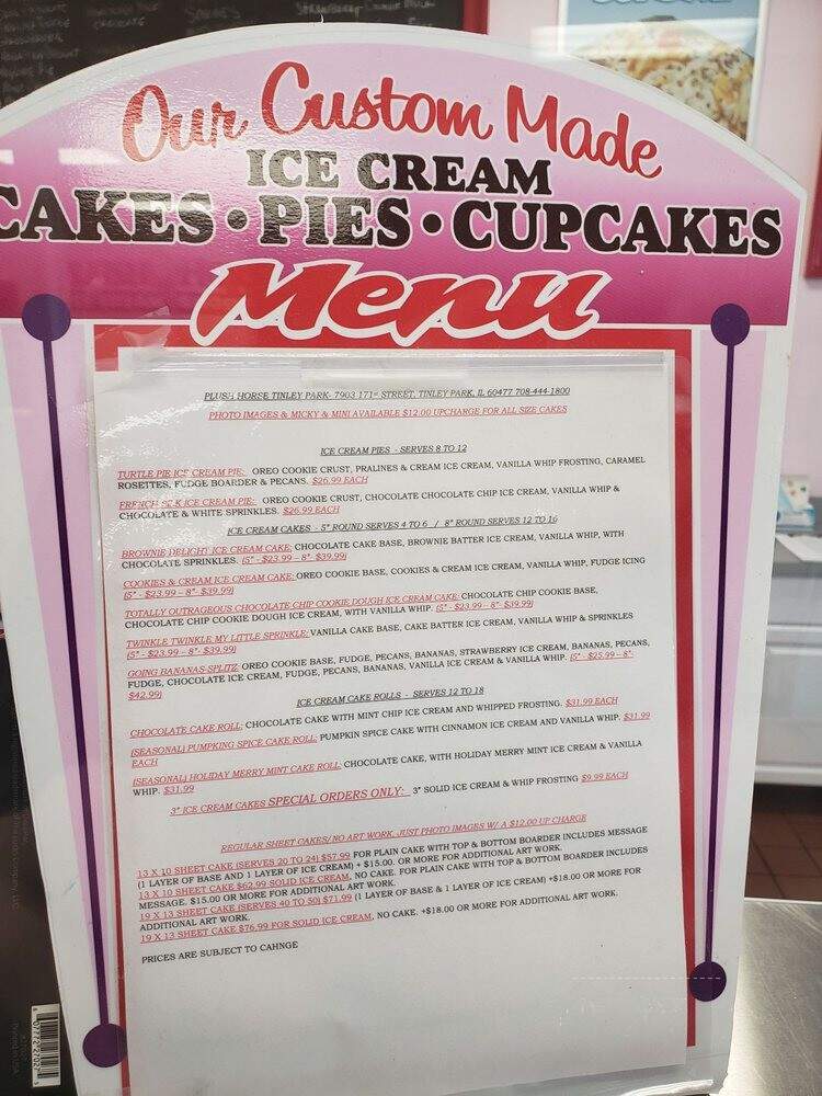 Plush Horse Ice Cream Shoppe - Tinley Park, IL menu_pic