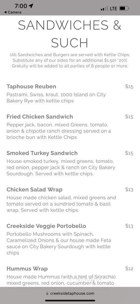 Creekside Taphouse - Asheville, NC menu_pic