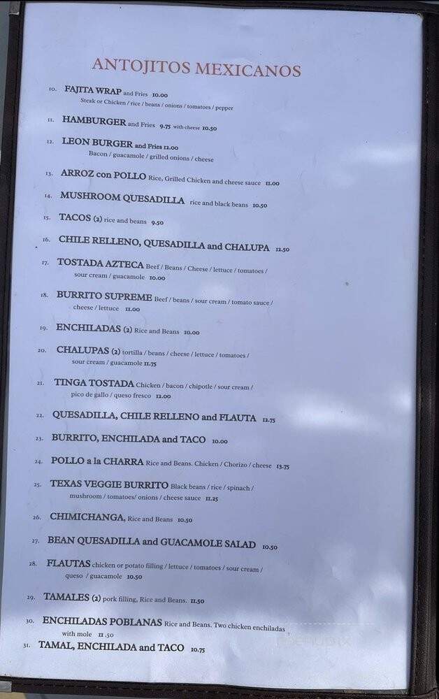 Leon La Taberna - Birmingham, AL menu_pic
