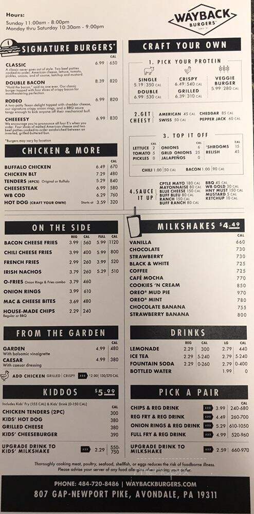 Jake's Wayback Burgers - Avondale, PA menu_pic