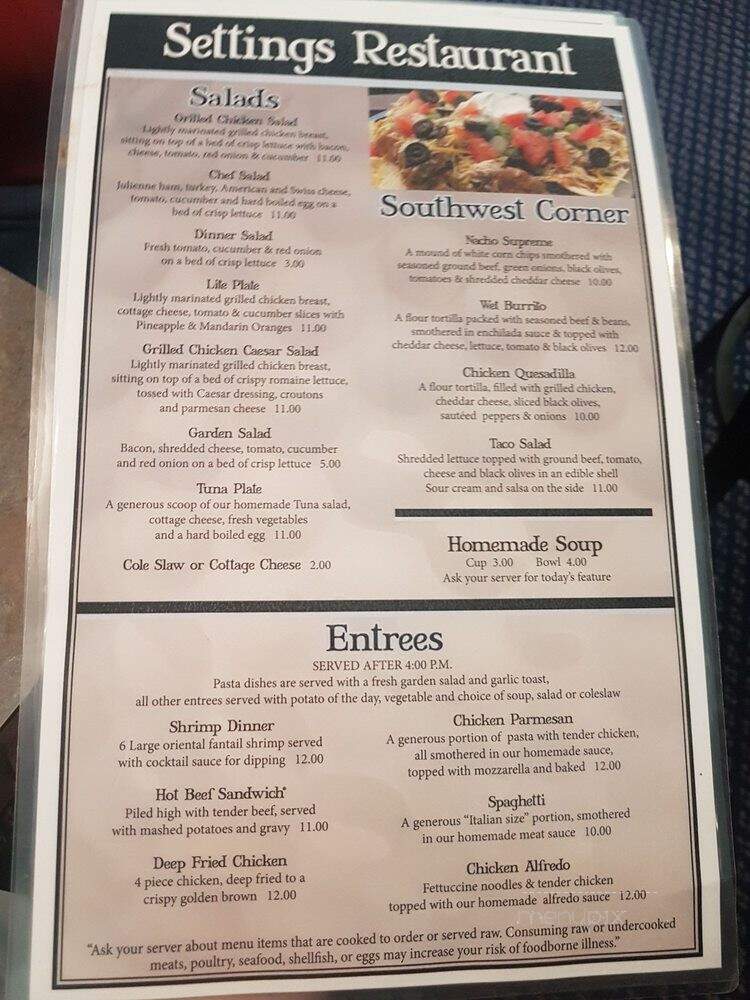 The Settings Restaurant - Traverse City, MI menu_pic