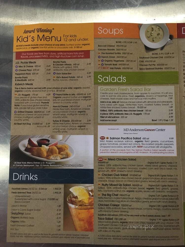 Jason's Deli #163 - Columbia, SC menu_pic