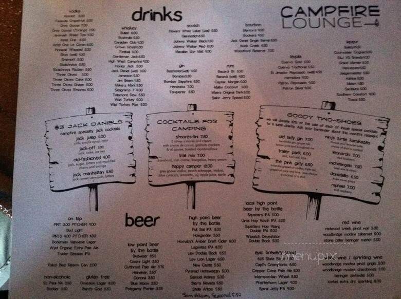 Campfire Lounge - Salt Lake City, UT menu_pic