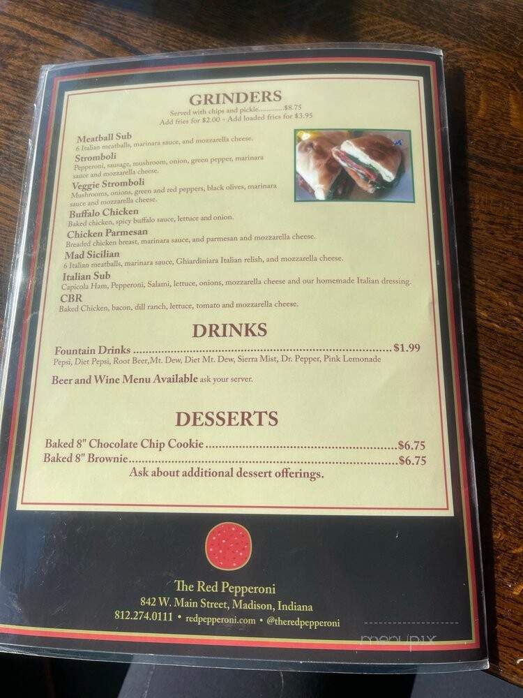 The Red Pepperoni - Madison, IN menu_pic