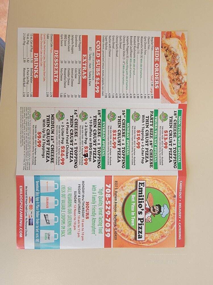 Emilio's Pizza - Burbank, IL menu_pic