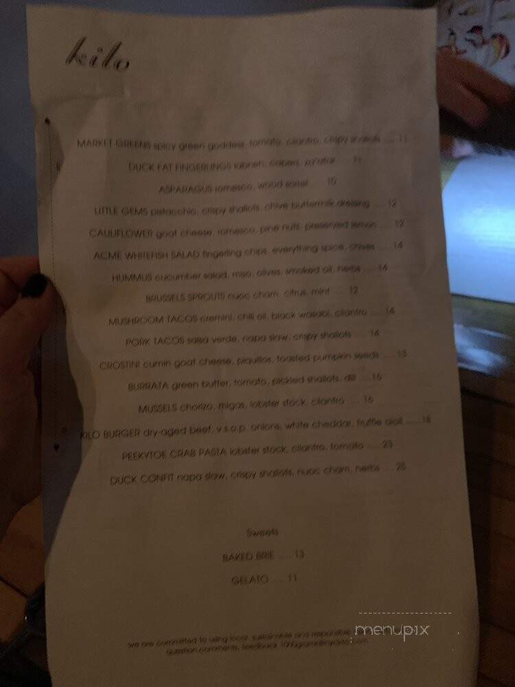 Kilo - New York, NY menu_pic