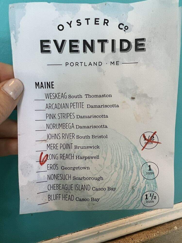 Eventide Oyster Co. - Portland, ME menu_pic