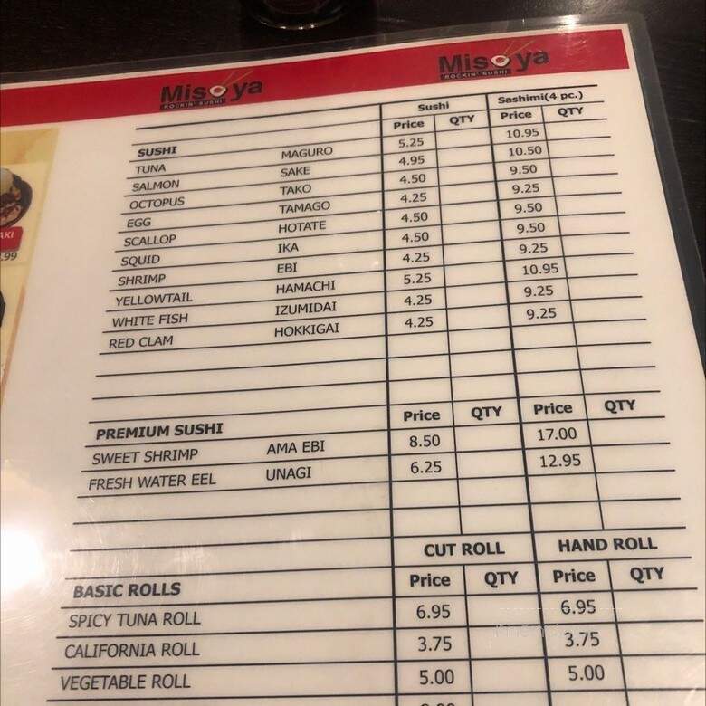Misoya Rockin' Sushi - Garden Grove, CA menu_pic