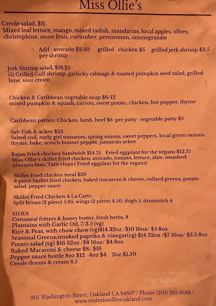 Miss Ollie's - Oakland, CA menu_pic