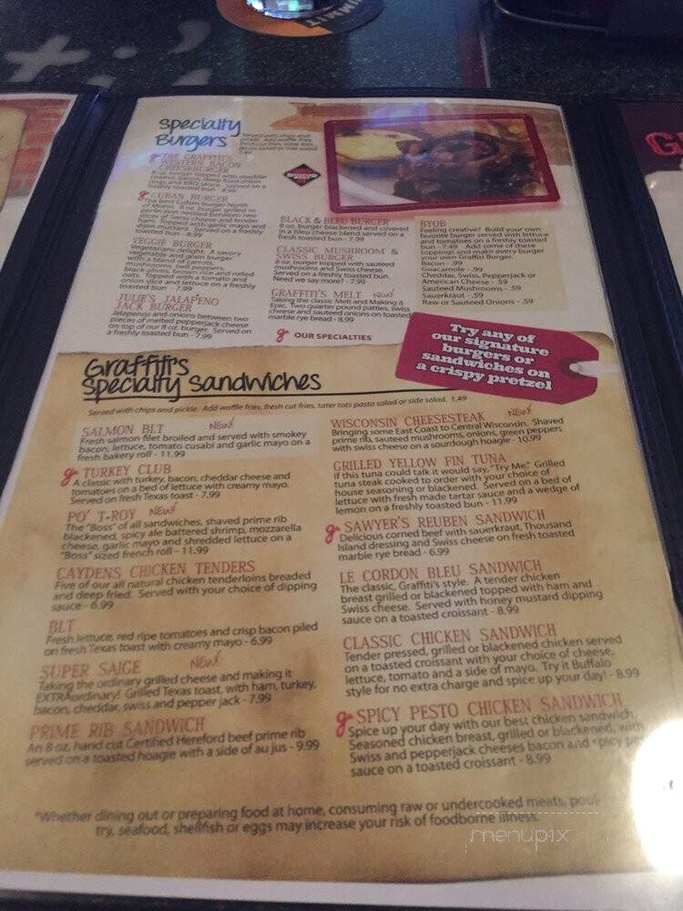 Graffiti's - Stevens Point, WI menu_pic