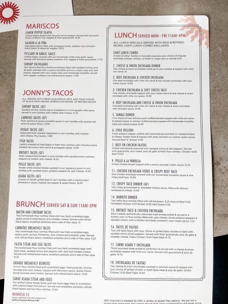 Cristina's Fine Mexican Restaurant 9159 Boulevard 26 - North Richland Hills, TX menu_pic
