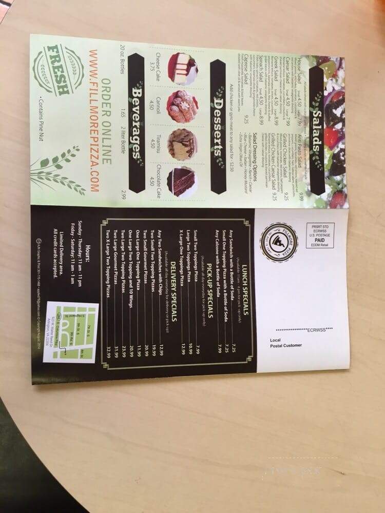 Sicilian Pizza - Arlington, VA menu_pic