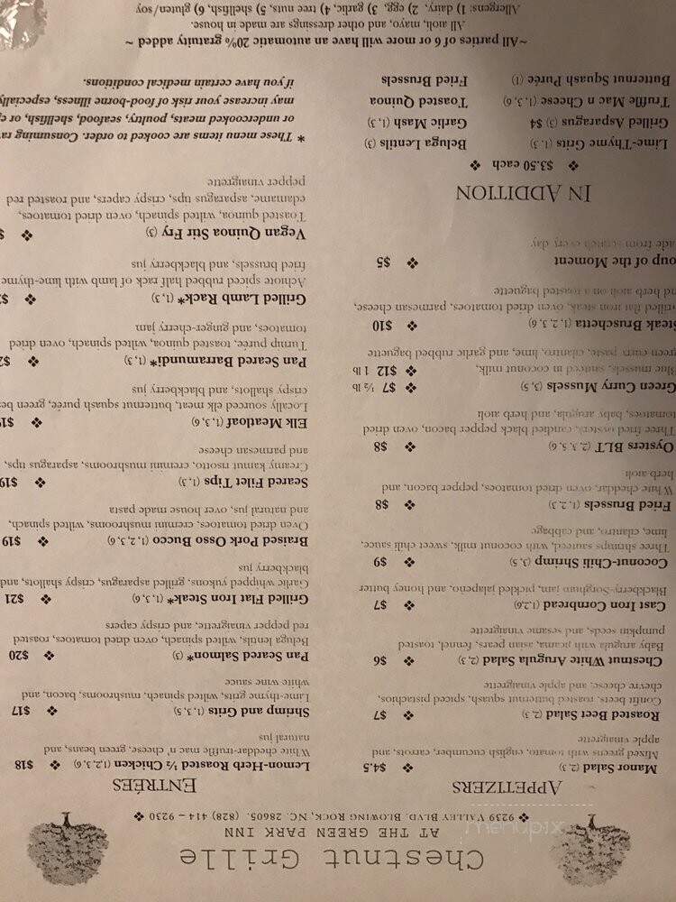 Chesnut Grille - Blowing Rock, NC menu_pic