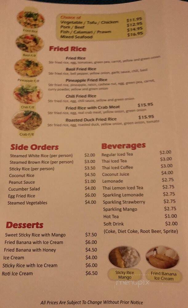 White Elephant Restaurant - Santa Clara, CA menu_pic