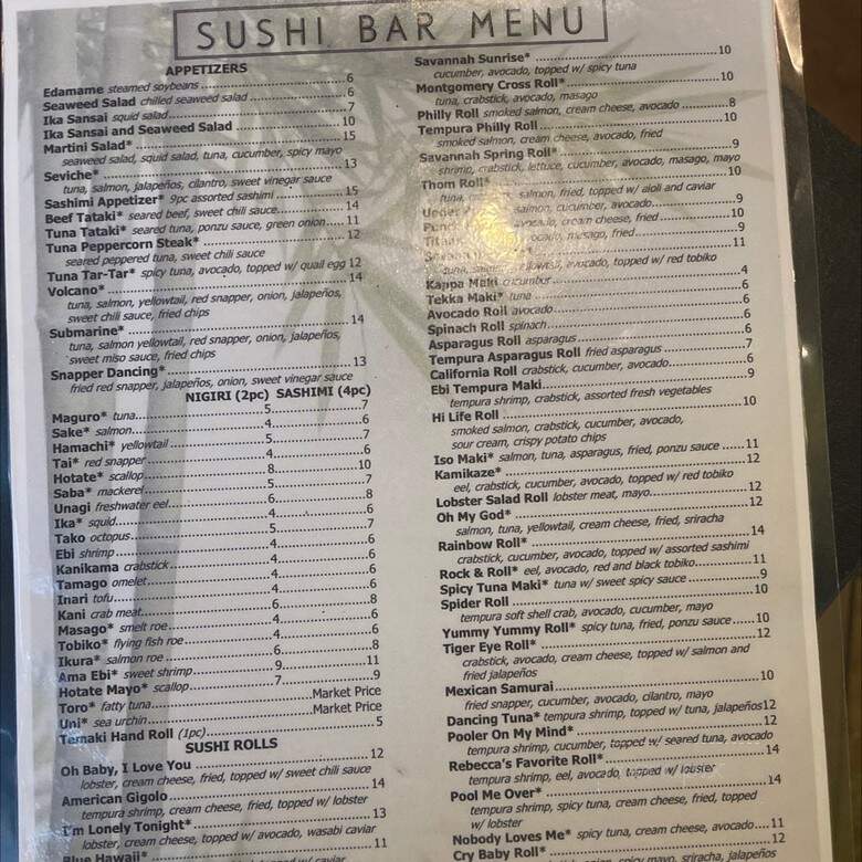 Wasabi's Fussion - Pooler, GA menu_pic