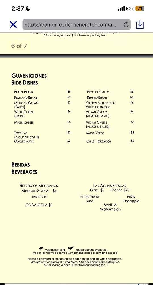 Charrito's Restaurant - Weehawken, NJ menu_pic