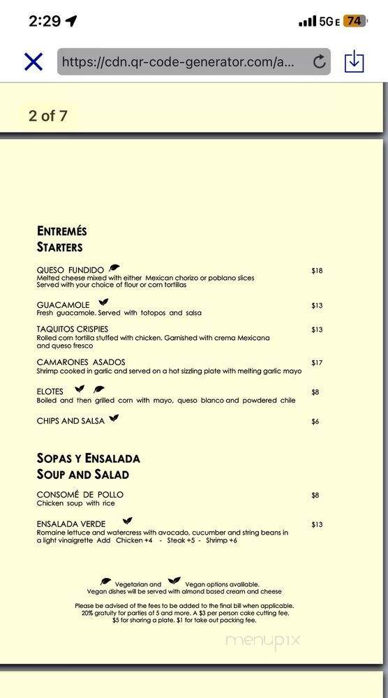 Charrito's Restaurant - Weehawken, NJ menu_pic