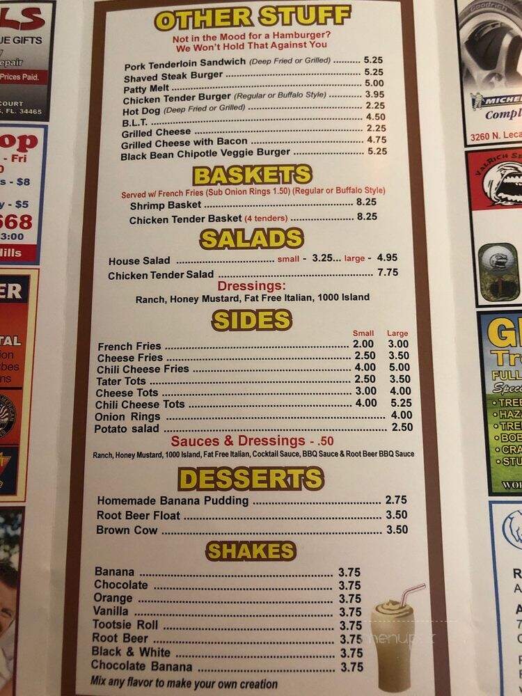 Paiges Root Beer - Beverly Hills, FL menu_pic