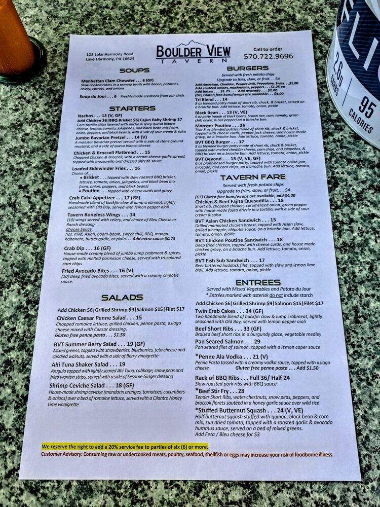 Boulderview Tavern - Tobyhanna, PA menu_pic