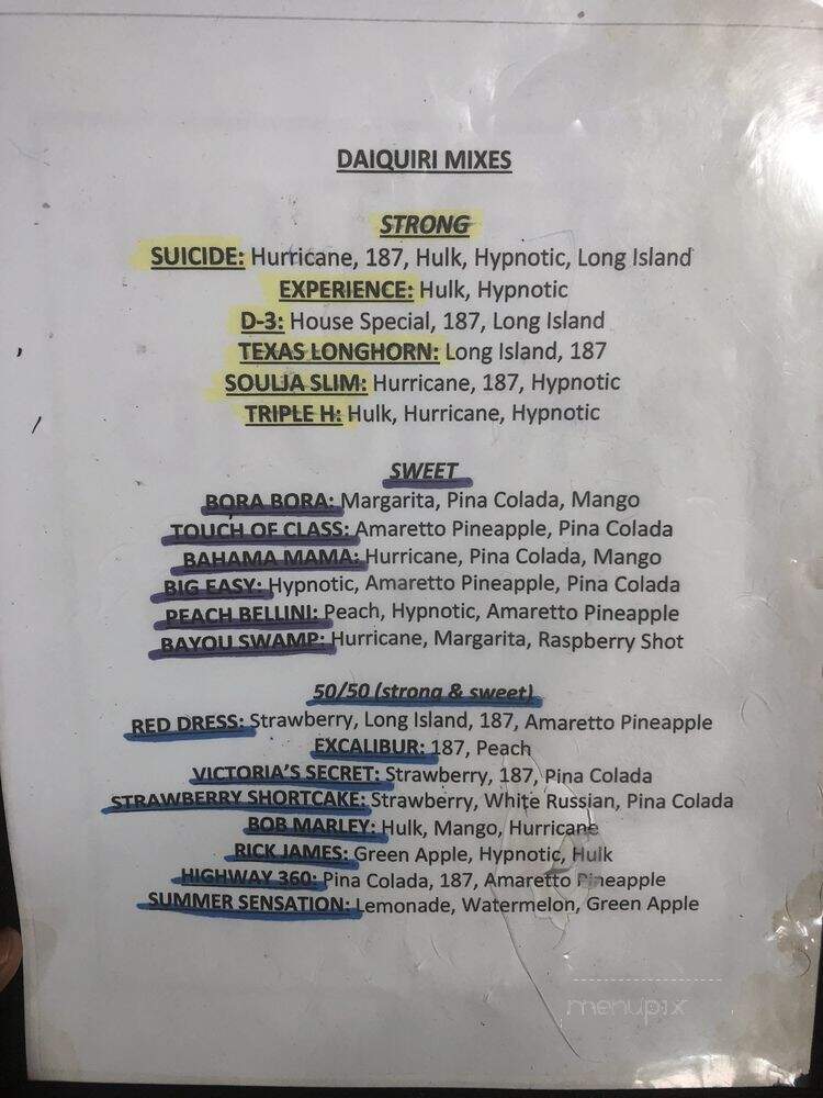 The Daiquiri Shoppe - Grand Prairie, TX menu_pic