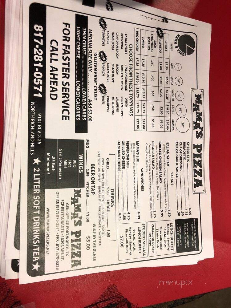 Mama's Pizza - North Richland Hills, TX menu_pic