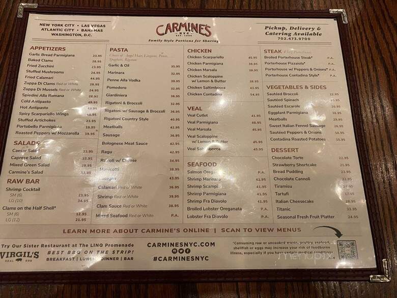 Carmine's - Las Vegas, NV menu_pic