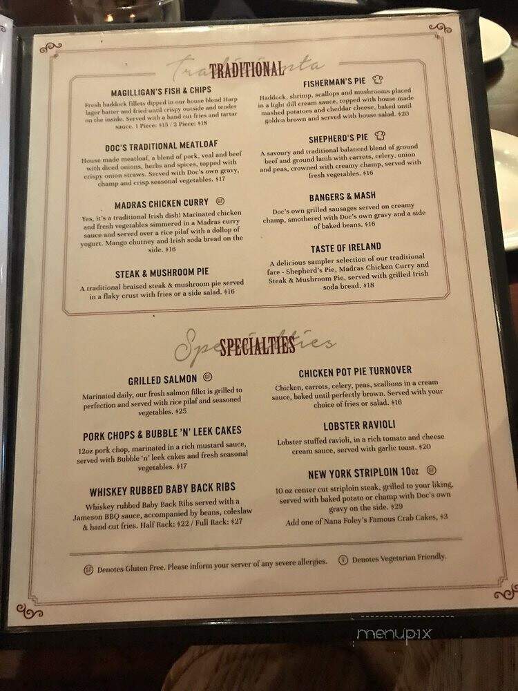 Doc Magilligan's - Niagara Falls, ON menu_pic