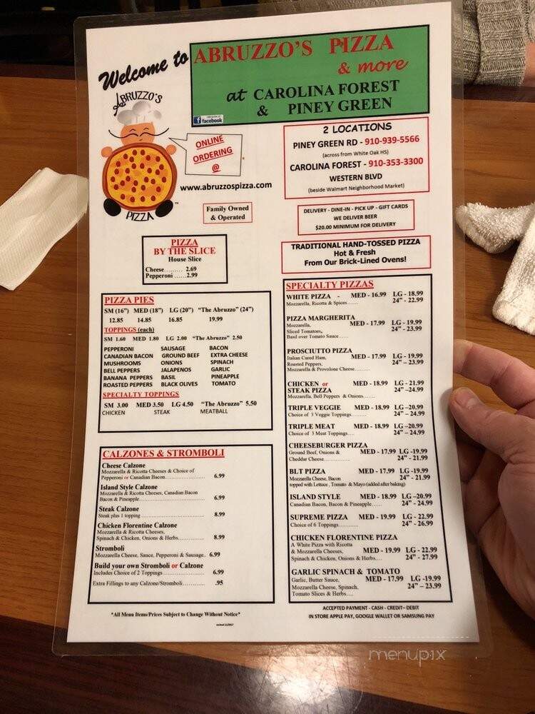 Abruzzo's Pizza - Jacksonville, NC menu_pic