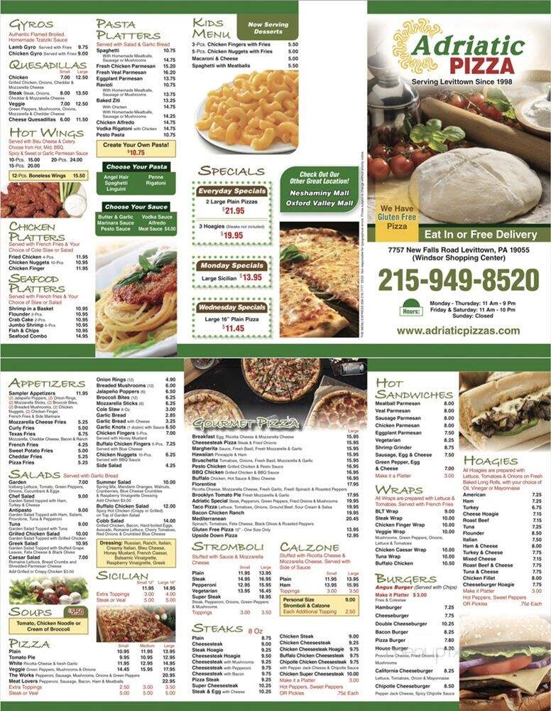 Adriatic Pizza - Levittown, PA menu_pic