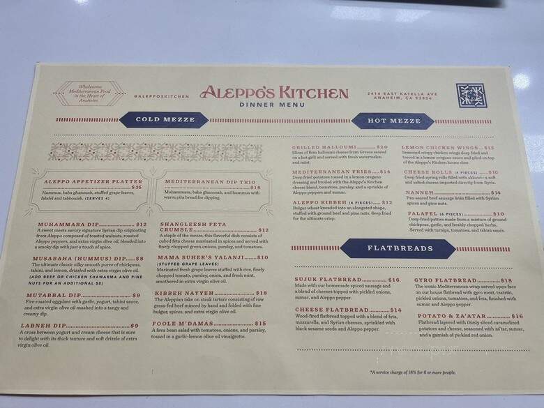 Aleppo's Kitchen - Anaheim, CA menu_pic
