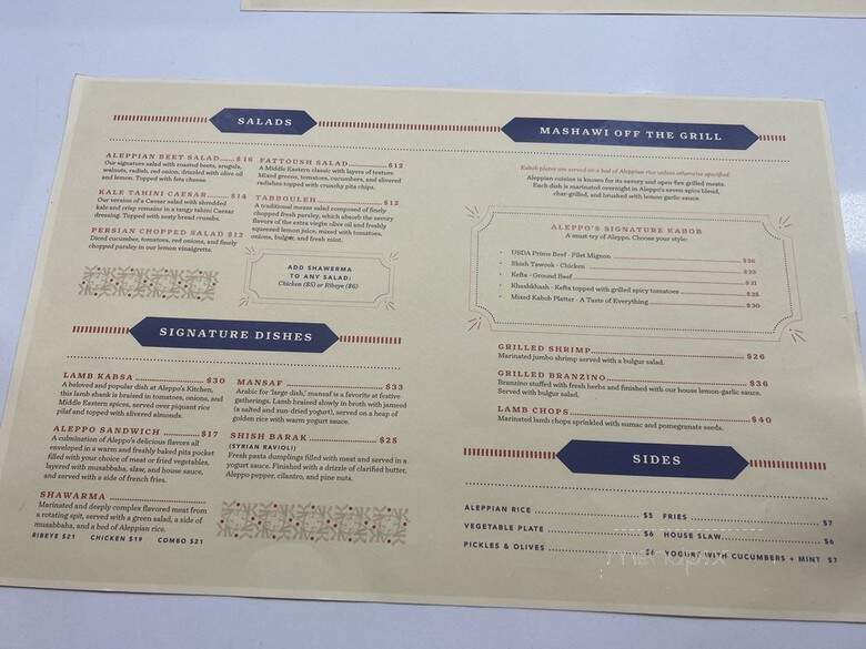Aleppo's Kitchen - Anaheim, CA menu_pic