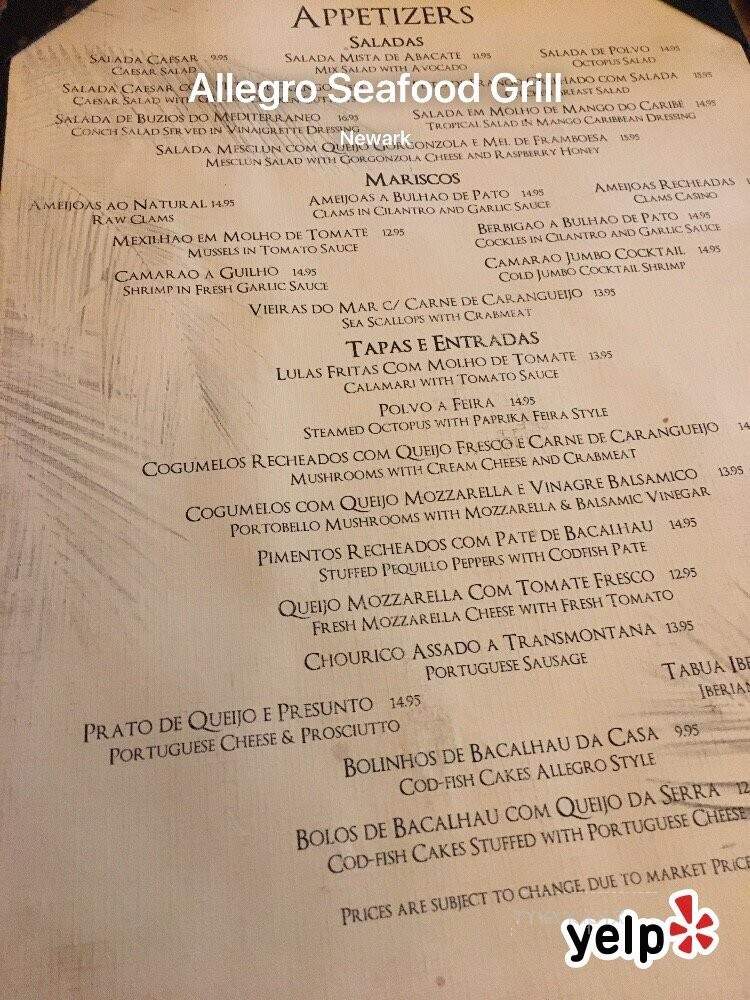 Allegro Seafood Grill - Newark, NJ menu_pic