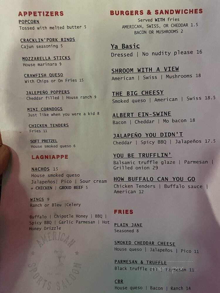 American Sports Saloon - New Orleans, LA menu_pic