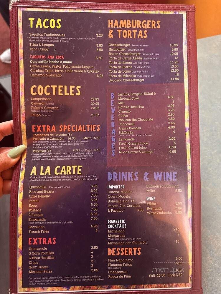 Ana Rosa's - San Leandro, CA menu_pic