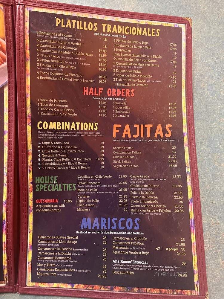 Ana Rosa's - San Leandro, CA menu_pic