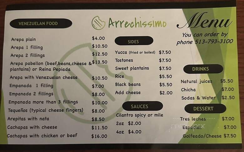 Arrechissimo - Cincinnati, OH menu_pic